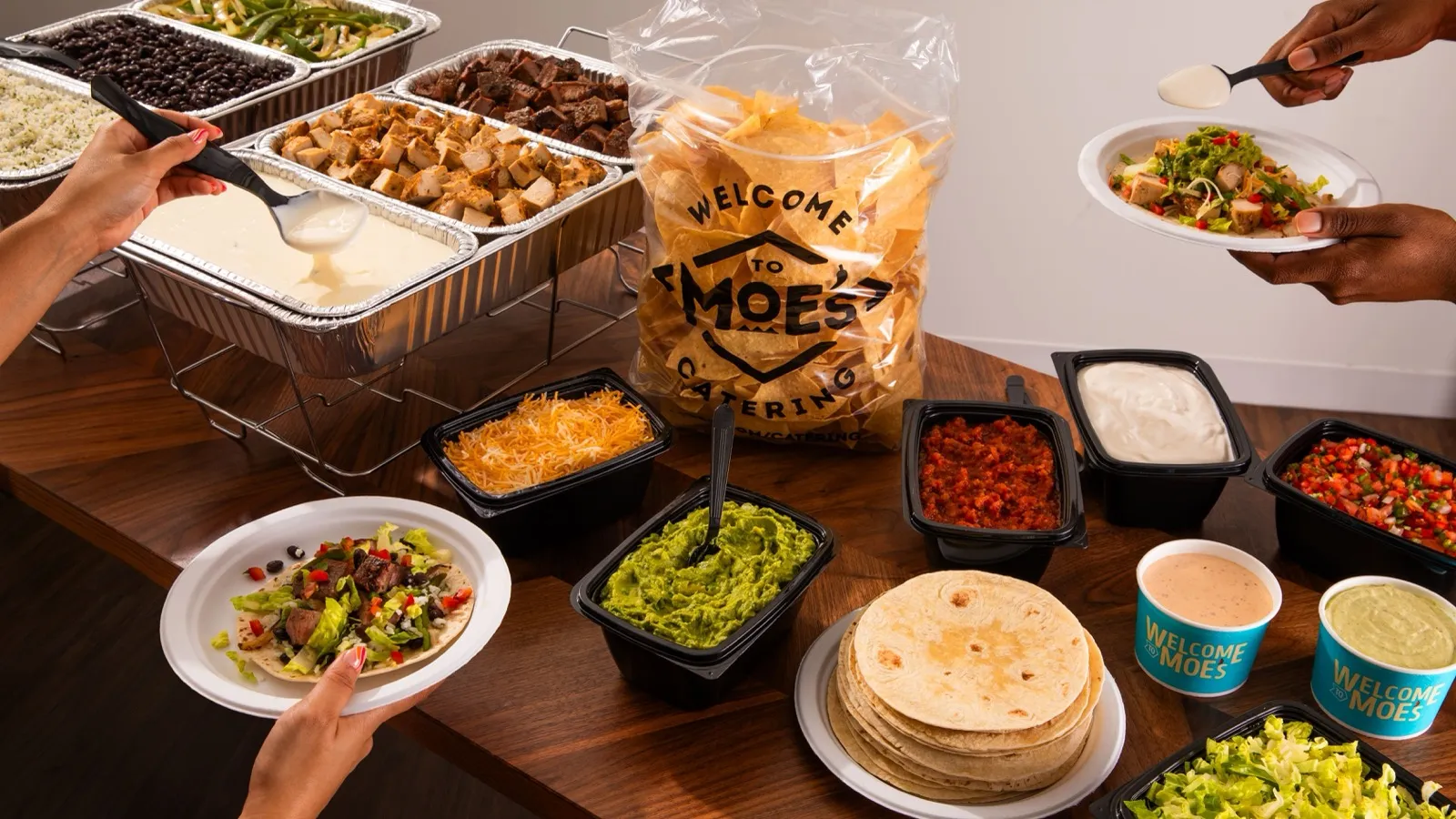 Moe's fresh fajita bar spread